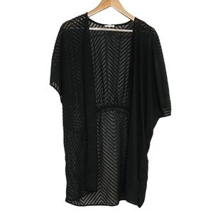 Maurices Black Kimono Chevron‎ Print Sheer Kimono Size S/M EUC